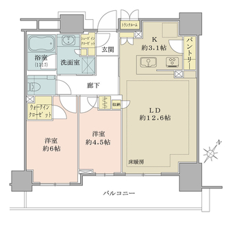 ブリリアタワー有明ミッドクロス／８階／２ＬＤＫ＋ＷＩＣ＋ＳＩＣの間取図