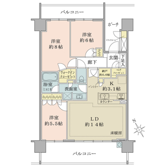 ブリリアエルシオ萩山の間取図
