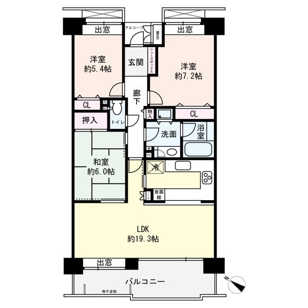 モンセーヌ南茨木　B棟の間取図