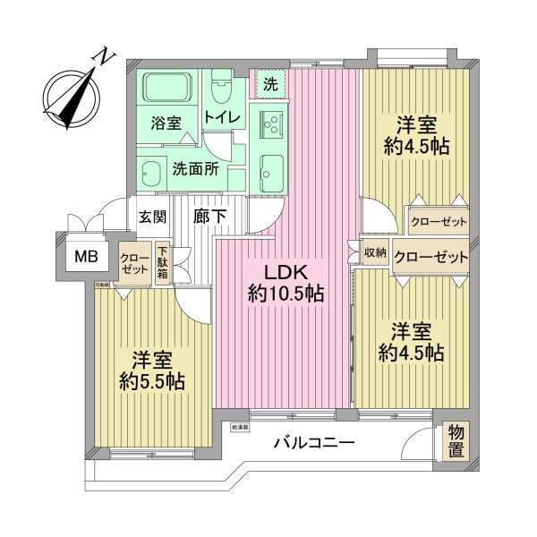 白幡西住宅１号棟の間取図