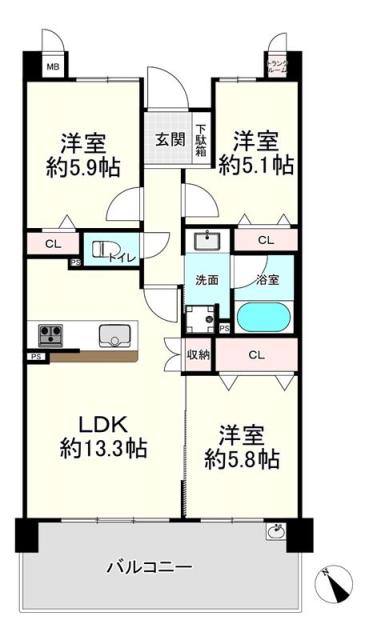 ロイヤル西宮セレーノの間取図