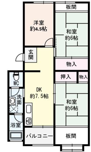 東園田団地3号棟の間取図
