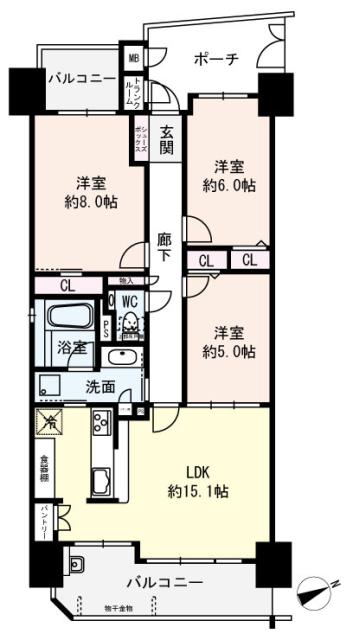 キングマンション天王寺舟橋町の間取図