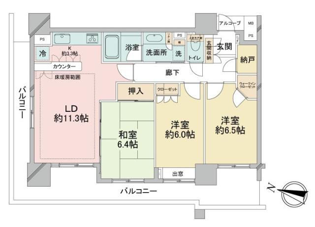 ライオンズマンションコスタ・タワー浦和の間取図