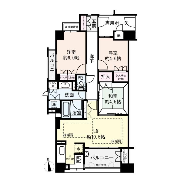 シャルマンフジビルト・モアー緑橋の間取図