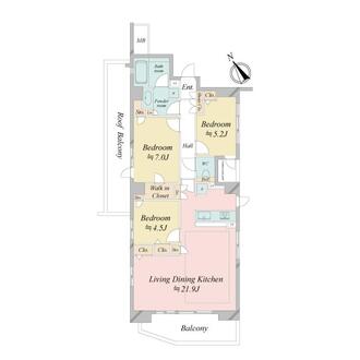 D’クラディア平井ルミナージュの間取図