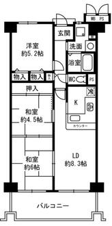 ジャルダン宝塚中山台弐番館B棟の間取図