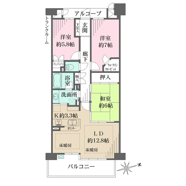 リーデンススクエア宇治伊勢田の間取図