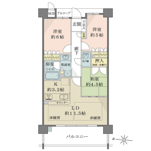 藤和三条山ノ内ホームズの間取図