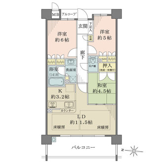 藤和三条山ノ内ホームズの間取図