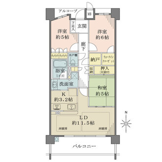藤和三条山ノ内ホームズの間取図