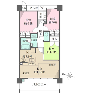 藤和三条山ノ内ホームズの間取図