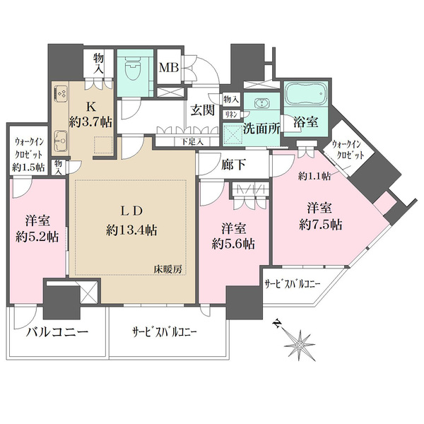 グランドメゾン上町台レジデンスタワーの間取図