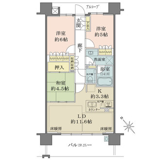 ザ・パークハウス阿倍野三明町の間取図
