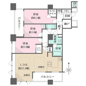 上本町ヒルズマークの間取図