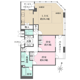 Dグラフォート大阪N.Y.タワー HIGOBASHIの間取図