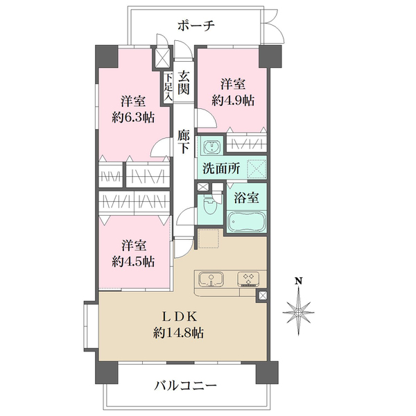 セレッソコート甲東園弐番館の間取図
