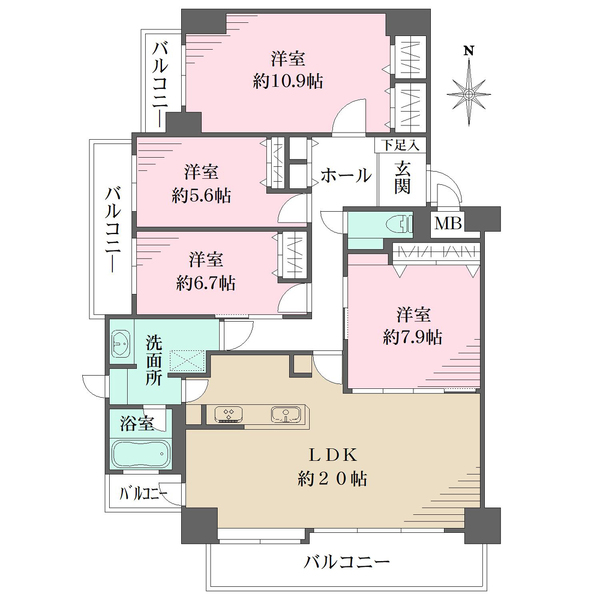 ラビスタ宝塚ウエストウイング三番館の間取図