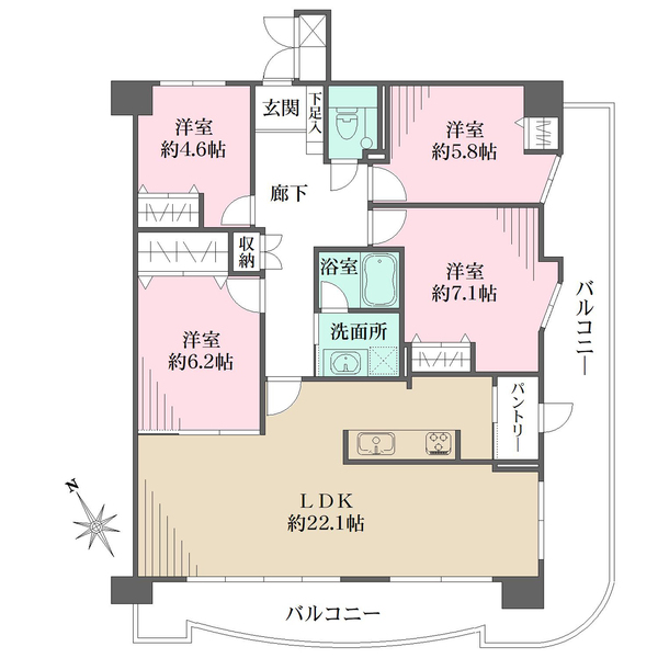 グラン・フェルティ甲東園の間取図