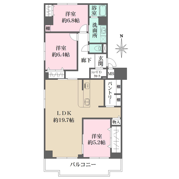 南宝塚ビューハイツ南4棟の間取図