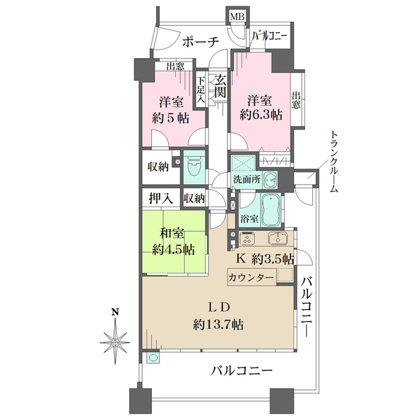 塚口アクシードの間取図