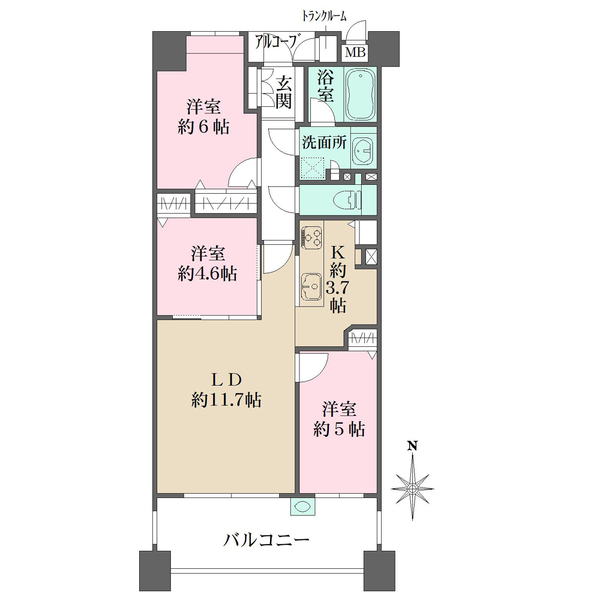 塚口アクシードの間取図