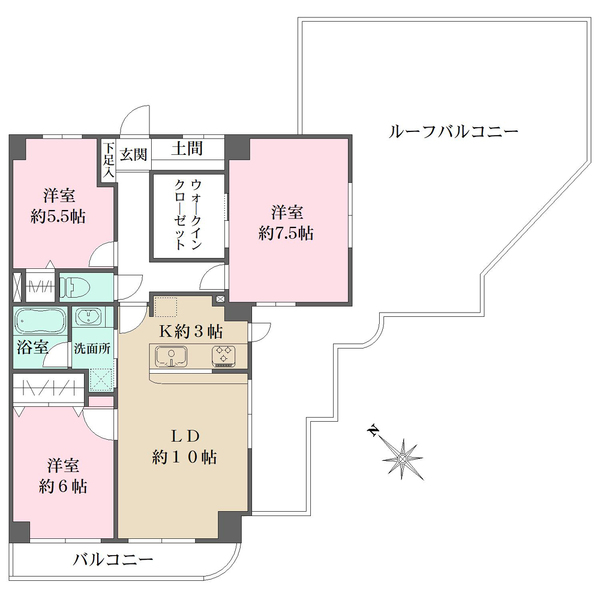 武庫川公園レックスマンションの間取図