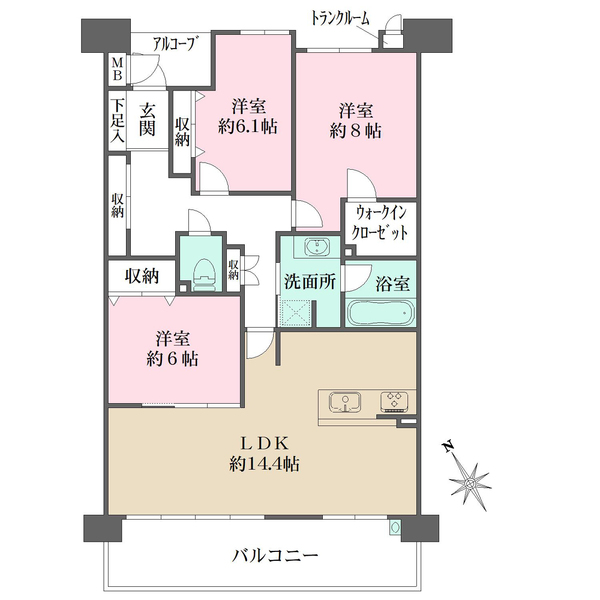 ルネヒューマンズガーデンパラディオの間取図