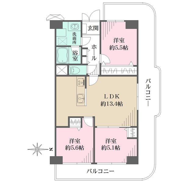 パレス南塚口　2号棟の間取図