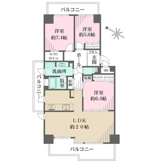 ラビスタ宝塚ウエストウイング三番館の間取図