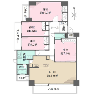 ラビスタ宝塚ウエストウイング三番館の間取図