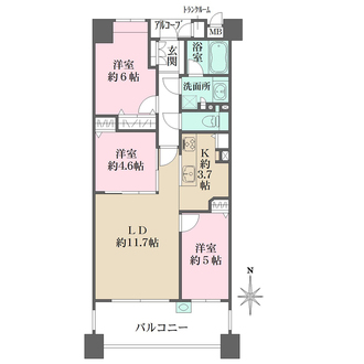 塚口アクシードの間取図
