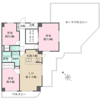 武庫川公園レックスマンションの間取図