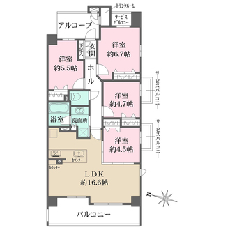 ワコーレ甲東園ザ・シーズンズの間取図