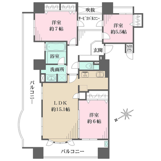 ライオンズマンション宝塚武庫川町の間取図