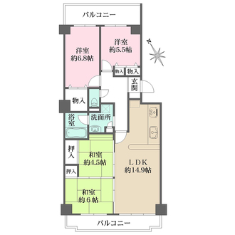 グランドヒル西宮高座台マンションの間取図