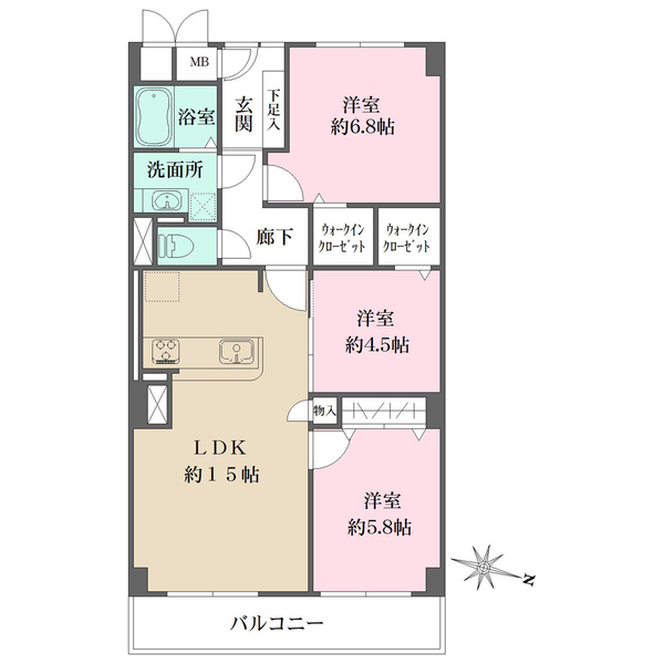 日商岩井芦屋マンションの間取図