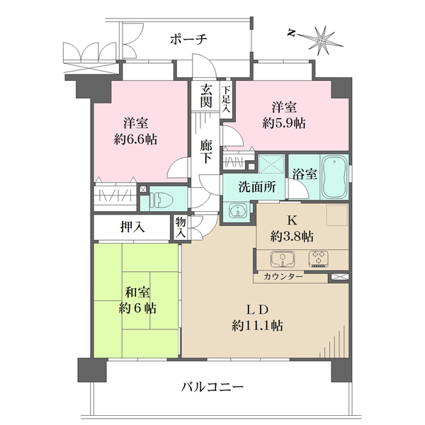 藤和甲陽園東山ホームズの間取図
