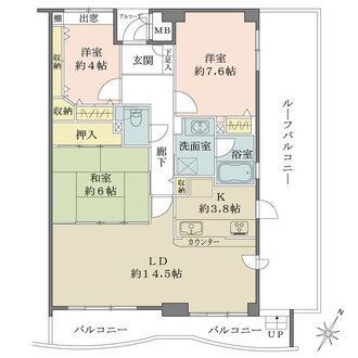 芦屋茶屋之町アーバンライフの間取図