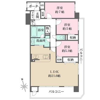 コスモ芦屋川シーサイドテラスの間取図