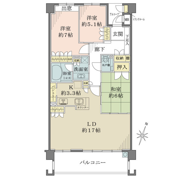 六甲マナーズコートの間取図