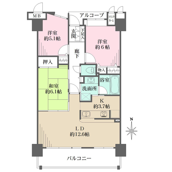 モンセーヌ住吉川公園２番館の間取図