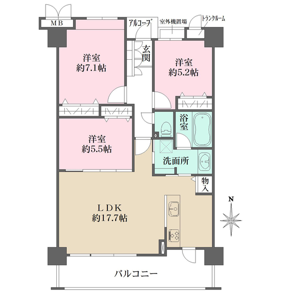 モンセーヌ住吉川公園１番館の間取図