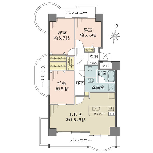 RICイーストコート6番街3番館の間取図