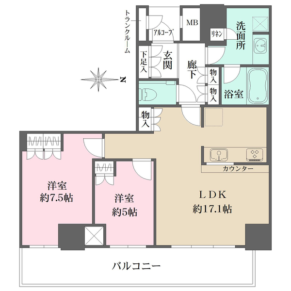 ザ・パークハウス神戸ハーバーランドタワーの間取図