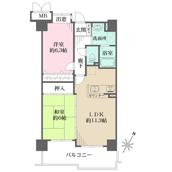 コスモ三宮アーバンスクエアの間取図