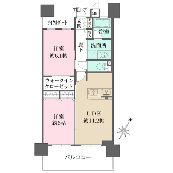 エステムコート神戸三宮プライムの間取図