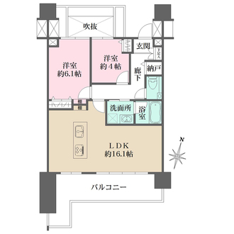 トア山手フラッツ棟の間取図