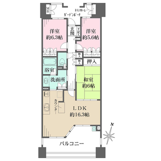 摩耶シーサイドプレイスウエスト3番館の間取図