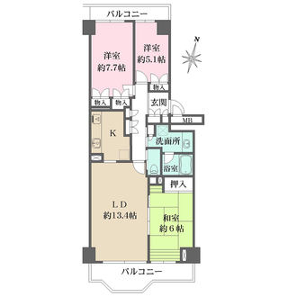 須磨パークヒルズA棟の間取図